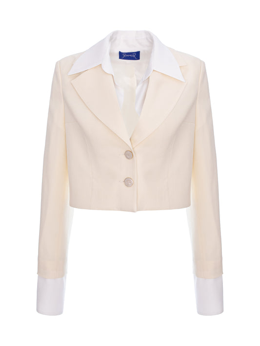 Layered Agenda Wool Blazer - Ivory