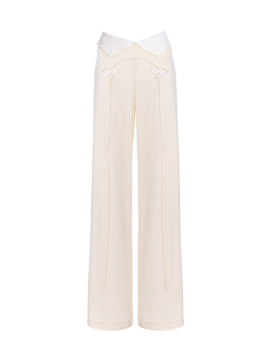 Layered Agenda Wool Pants - Ivory