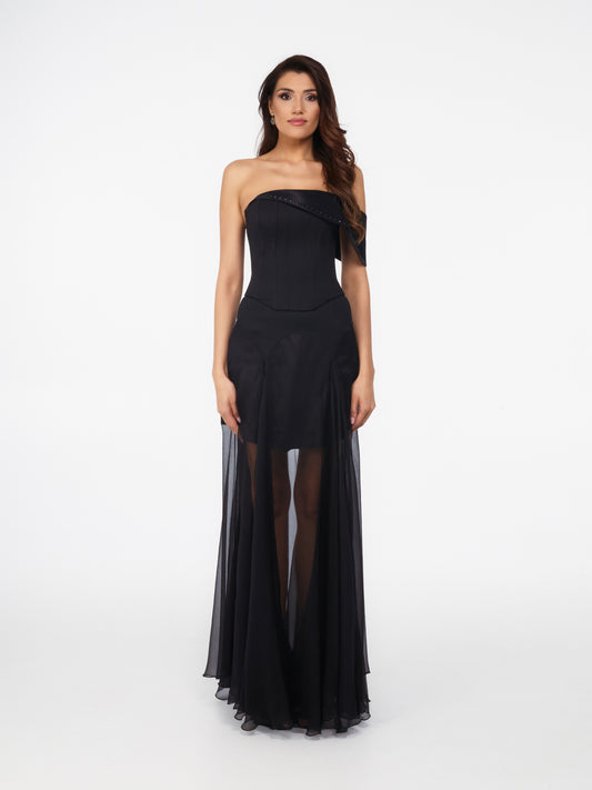 Muse Silk & Wool Skirt - Black