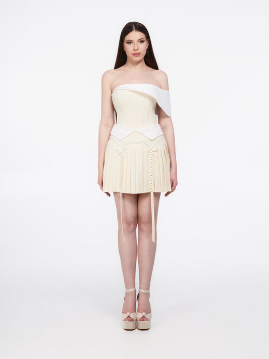 Layered Agenda Wool Skort - Ivory