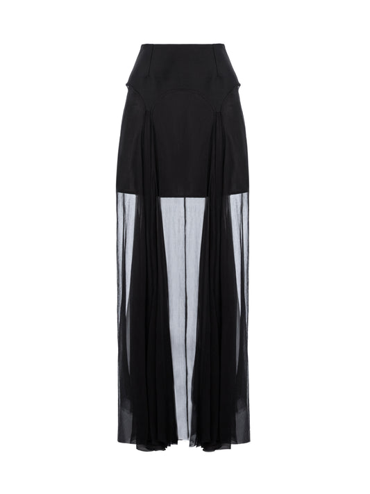 Muse Silk & Wool Skirt - Black
