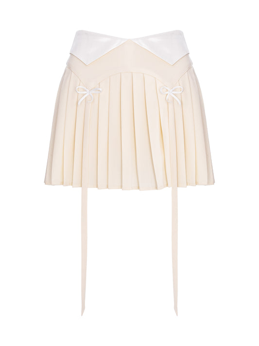 Layered Agenda Wool Skort - Ivory