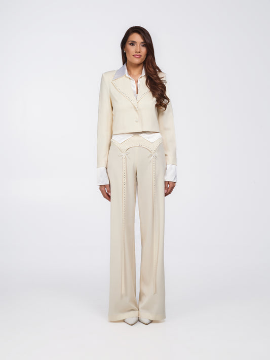 Layered Agenda Wool Blazer - Ivory