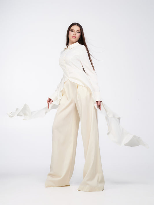 Office Affair Wool Pants - Ivory
